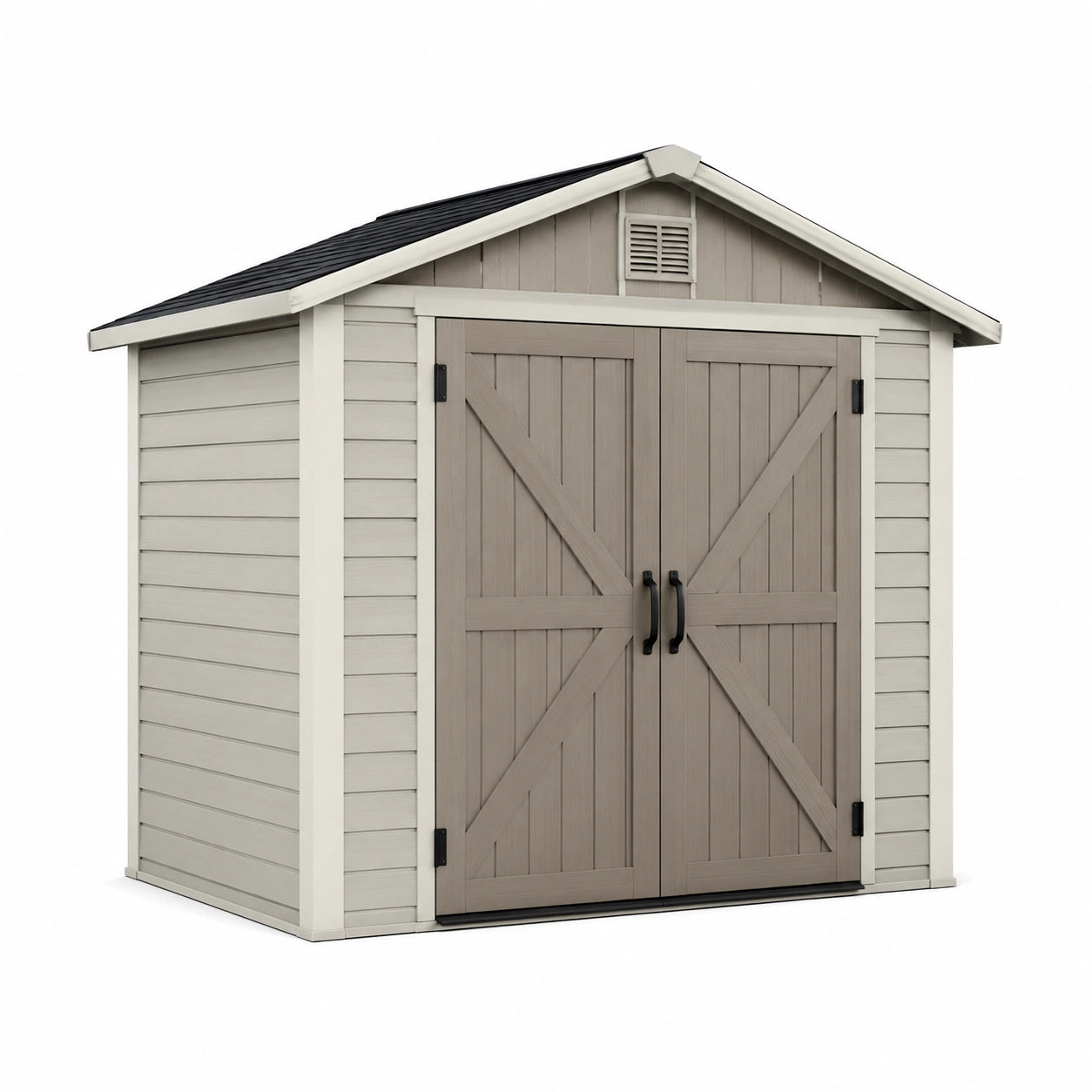 Abri de jardin en résine 185x152x226 cm gris et taupe
