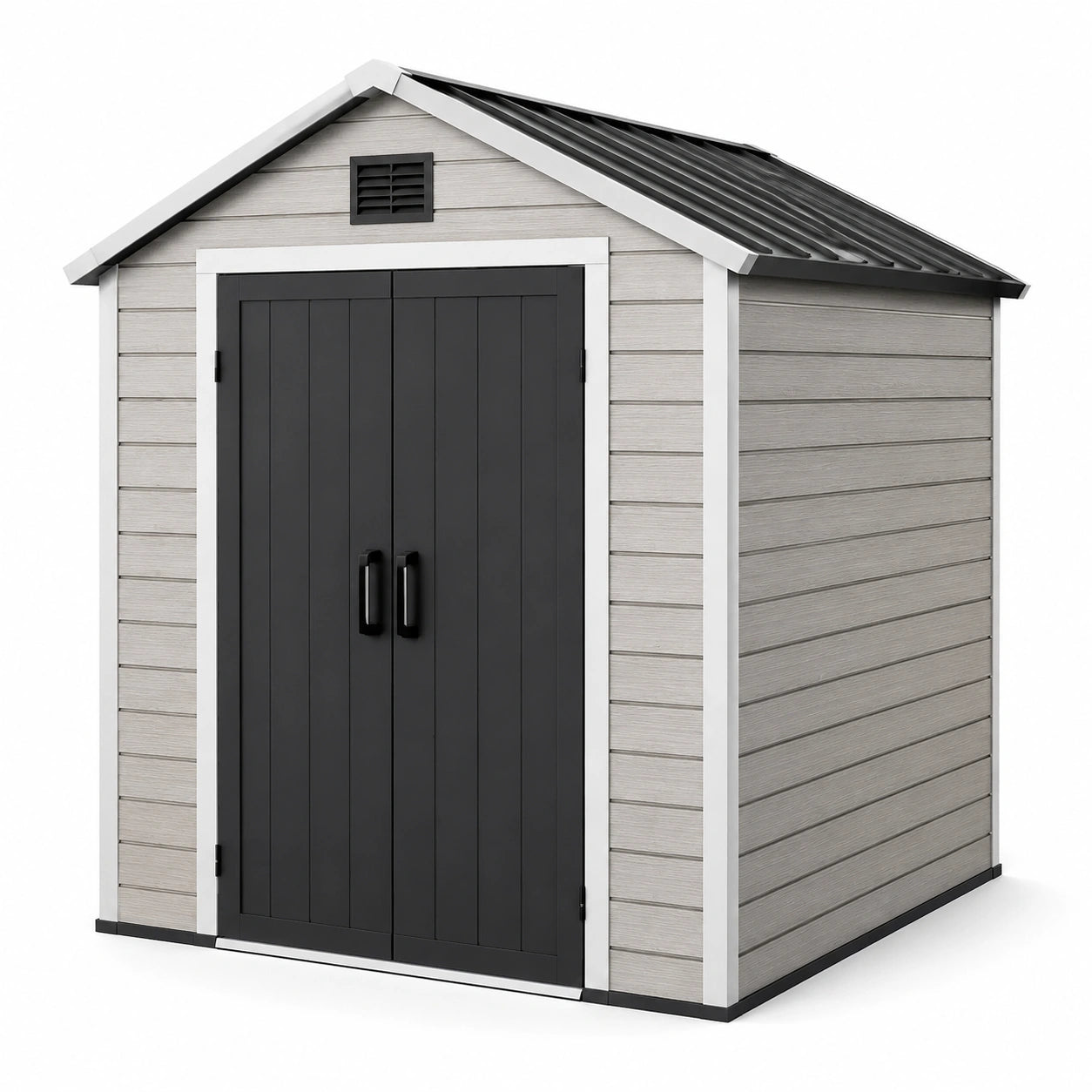 Abri de jardin en plastique 185x124x226 cm gris/noir