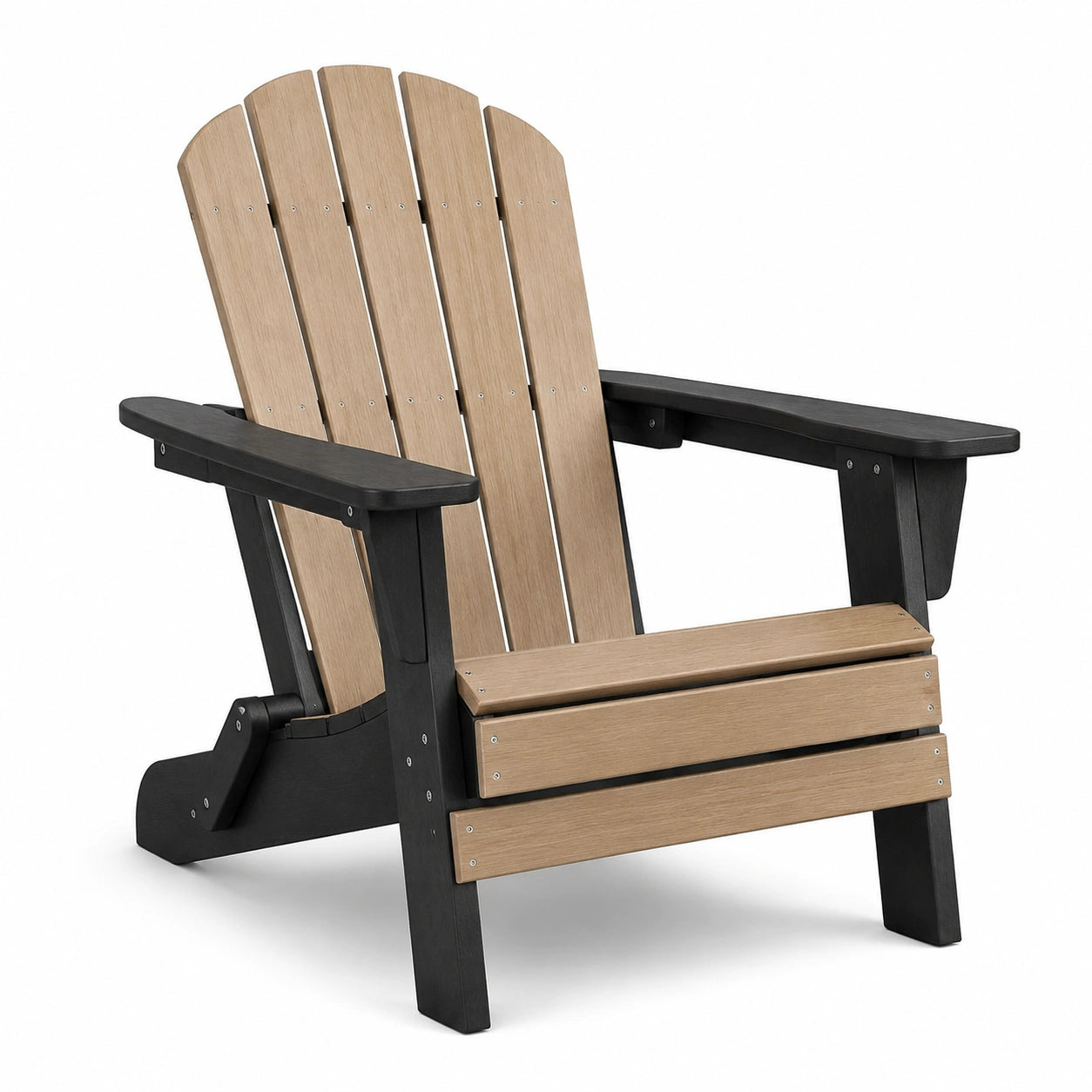 Fauteuil Adirondack en bois et polyéthylène haute densité beige/noir 82cm x 70cm x 93cm