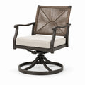 Chaise pivotante en métal et osier marron avec coussin en polyester beige