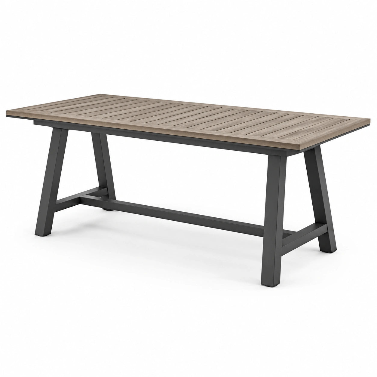 Table de jardin rectangulaire en bois de teck et aluminium 200x100 cm marron et noir