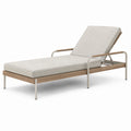 Chaise longue extérieure en métal et bois avec coussin en polyester beige