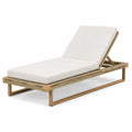 Chaise longue en bois d'acacia et corde polyester blanc