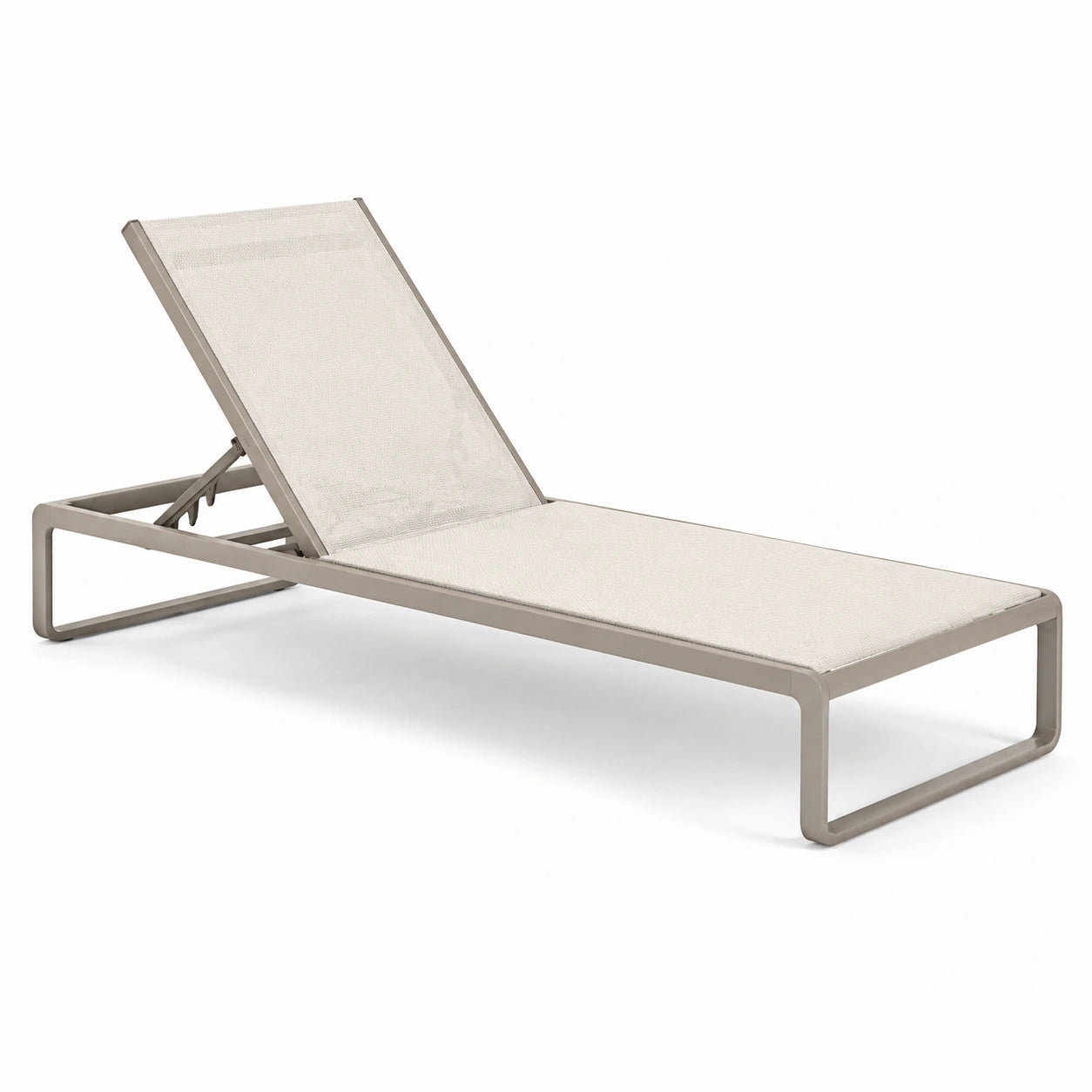 Chaise longue en aluminium et textilène beige réglable