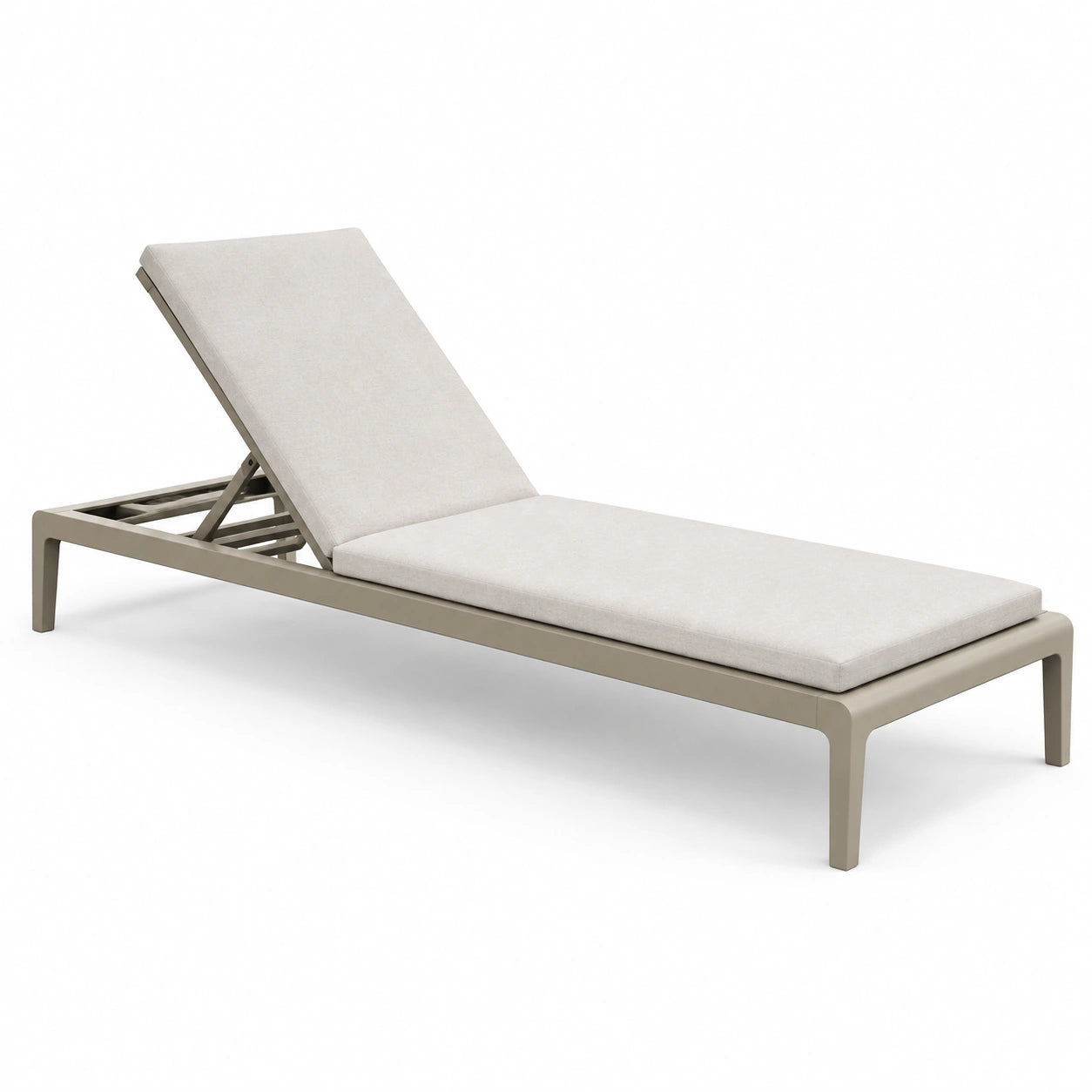 Chaise longue en aluminium avec tissu polyester beige réglable