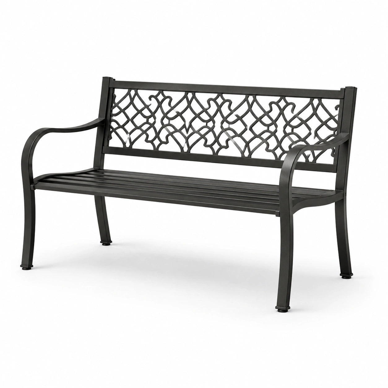 Banc de jardin en métal noir 125x60x80 cm