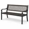 Banc de jardin en métal noir avec dossier à motif croisé