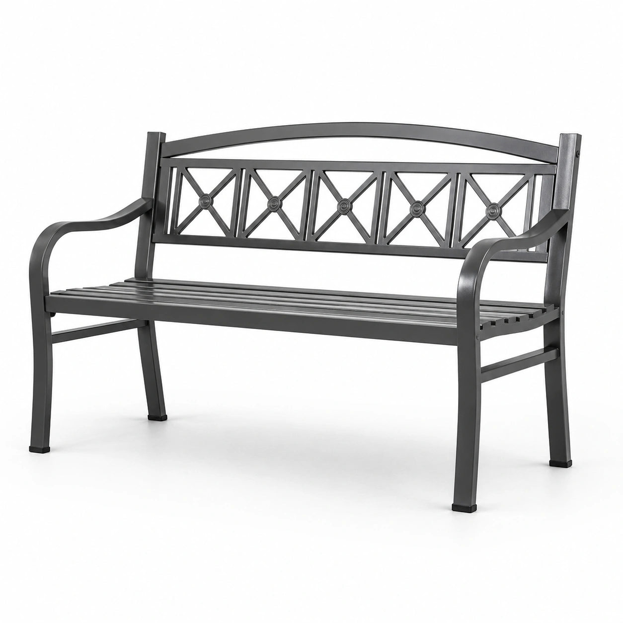 Banc de jardin en métal noir 127 cm