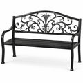 Banc de jardin en métal avec dossier ornemental noir