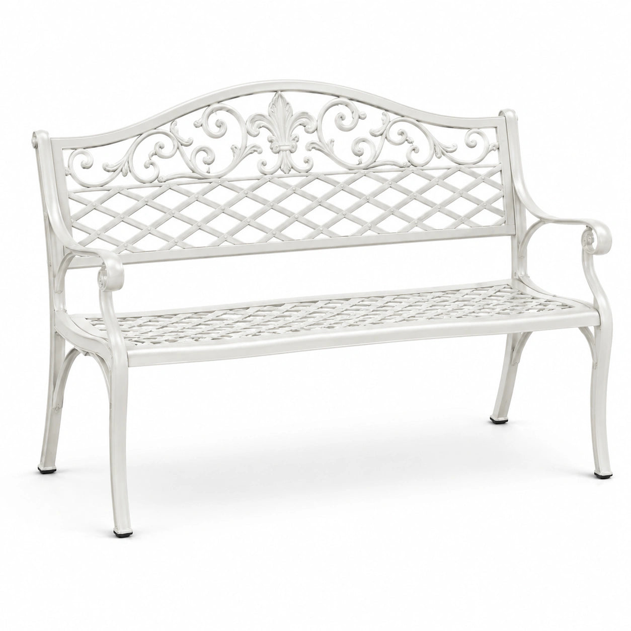 Banc de jardin en métal blanc 128cm