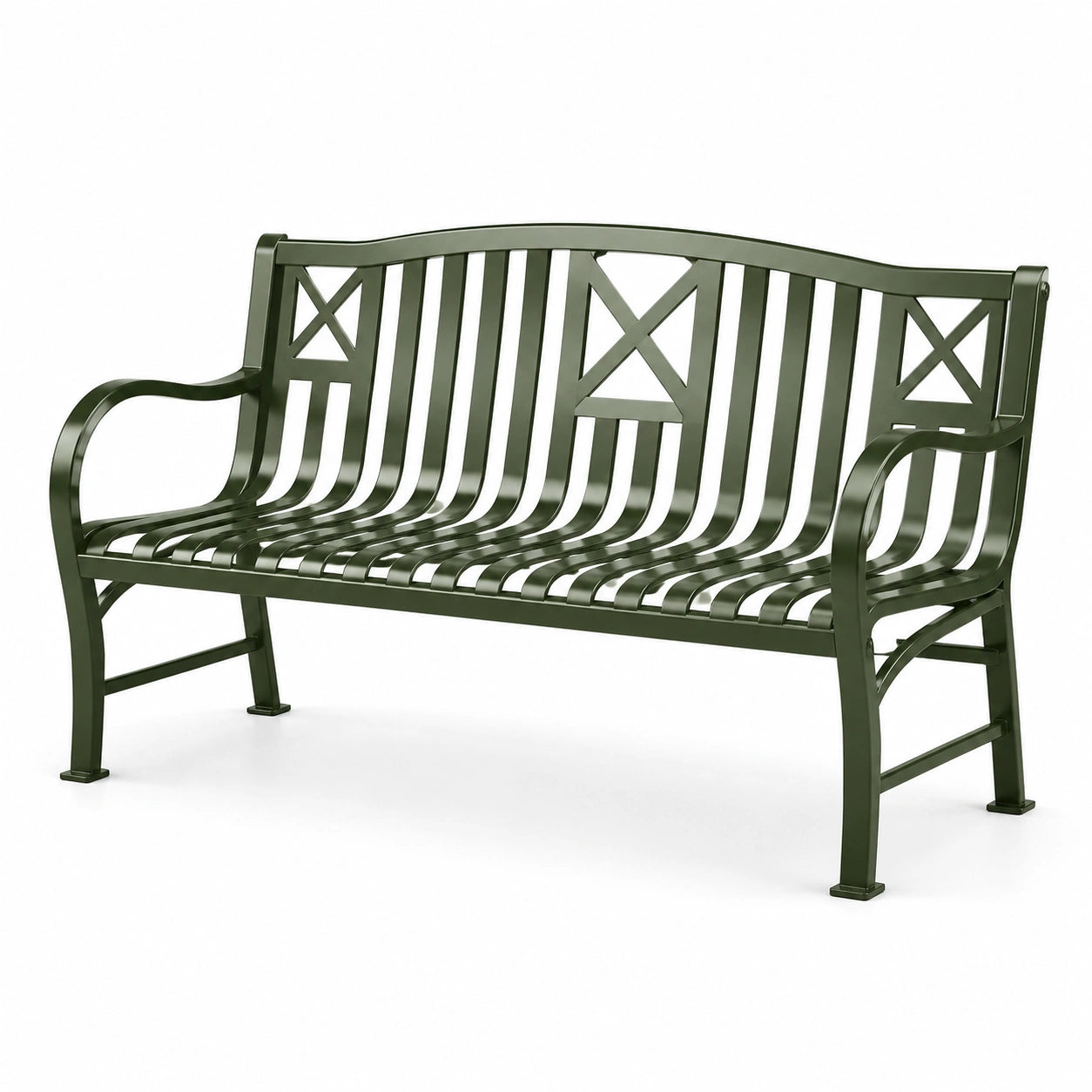 Banc de jardin en métal vert 150 cm
