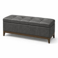 Banc de rangement en cuir synthétique gris