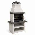 Barbecue en béton avec cheminée et grille en acier inoxydable