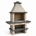 Barbecue en béton réfractaire avec grille en acier inoxydable 140x70x190 cm gris/noir