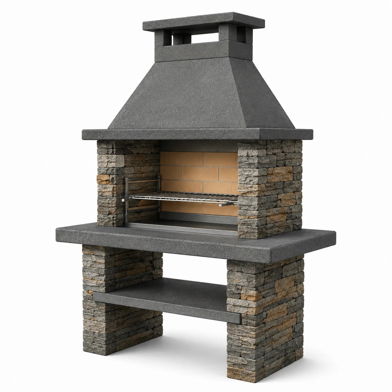 Barbecue extérieur en pierres naturelles avec gril inox