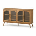 Buffet en bois avec portes en verre cannelé chêne 180x45x80 cm