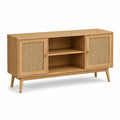 Buffet en bois de chêne avec portes en rotin