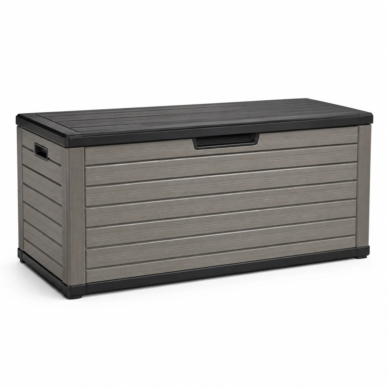 Coffre de rangement extérieur en résine gris et noir 117x45x57 cm
