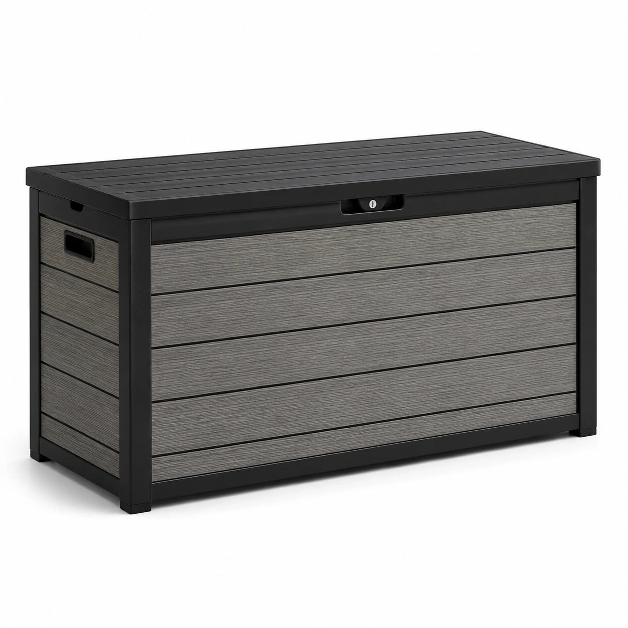 Coffre de rangement en plastique et métal gris/noir 80x45x60 cm