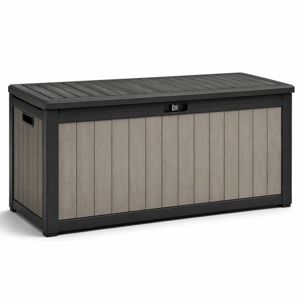 Coffre de rangement extérieur en plastique gris et noir