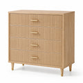 Commode en chêne clair à 4 tiroirs avec poignées en métal doré