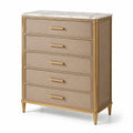 Commode en bois et laiton avec dessus en marbre