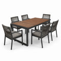 Ensemble de salle à manger extérieure en aluminium, acacia et polyester anthracite/marron