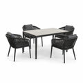 Ensemble de jardin en aluminium avec table et chaises en corde synthétique gris